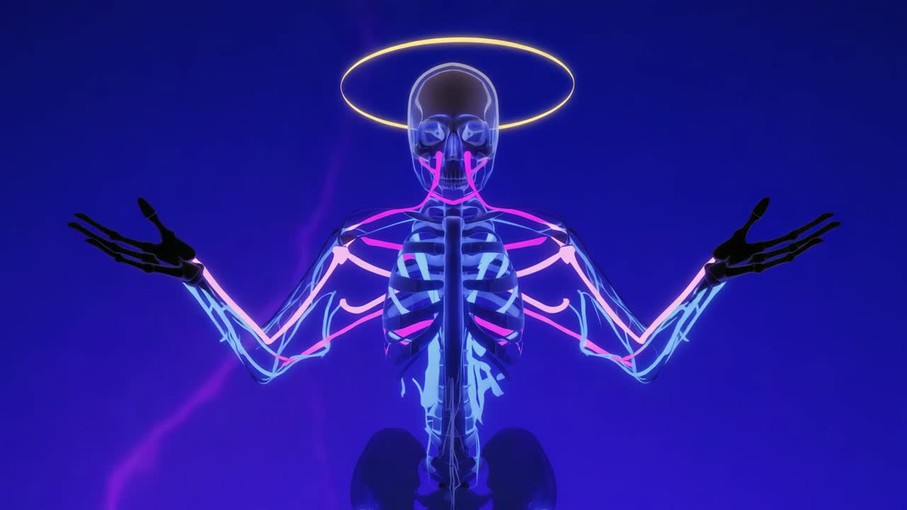 Neon Skeleton with Halo