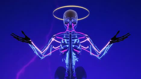 neon skeleton with halo