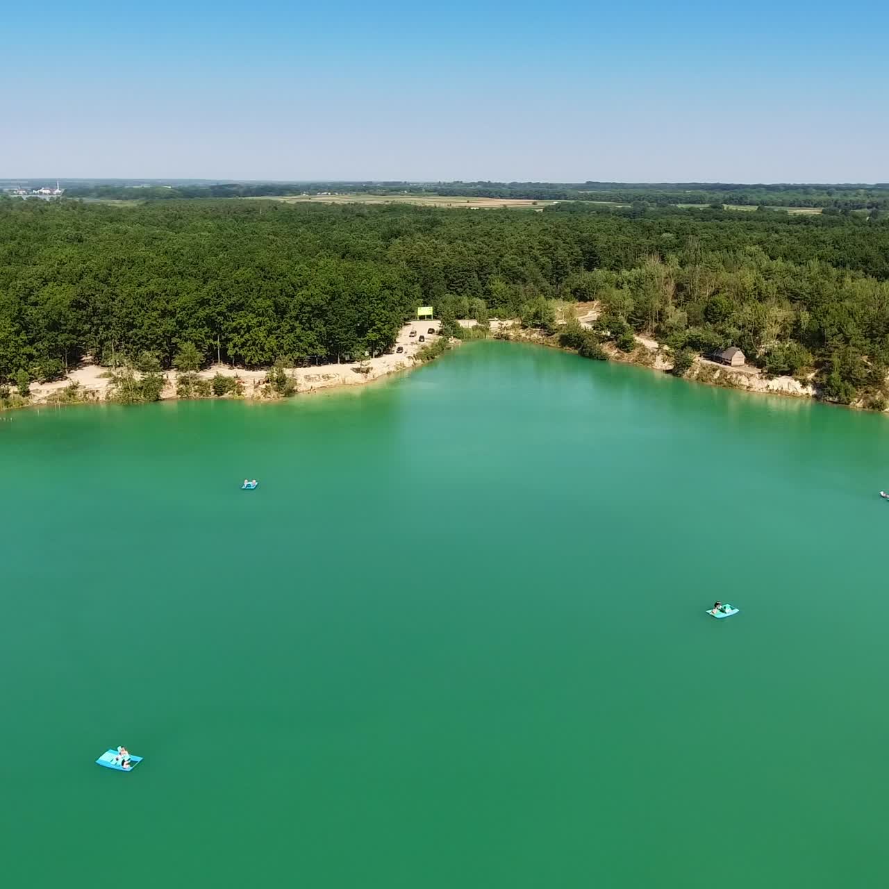 Beautiful birds view lake landscapes. Flight above of peaceful natural sceneries
