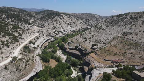 el valle del arroyo bordeado de árboles