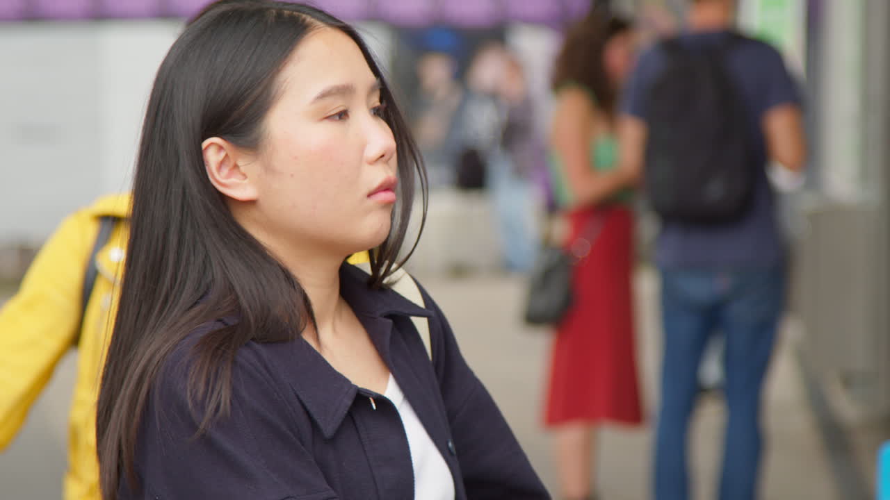 두 명의 미소 짓는 젊은 여성 친구들이 함께 도시 거리에서 만나는 동안 포옹하고 있습니다.