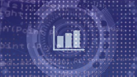 Animation-Der-Datenverarbeitung-Und-Diagramm-über-Dem-Scanbereich-Auf-Dunklem-Hintergrund