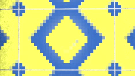 patrón de bloques amarillos y azules en 8 bits de arquitectura