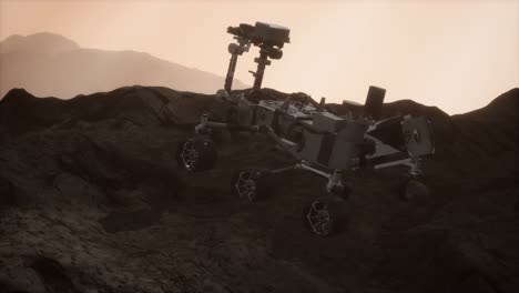 curiosity mars rover exploring the surface of red planet. elements of this image furnished by nasa