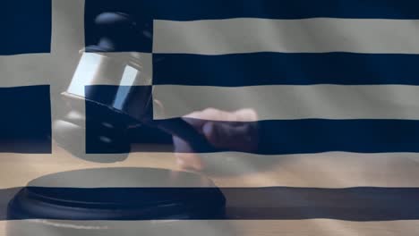 Digitally-animation-of-Greeks-Flag-and-gavel-4k