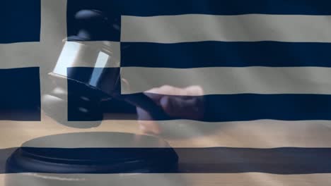 animación digital de la bandera griega y el martillo 4k
