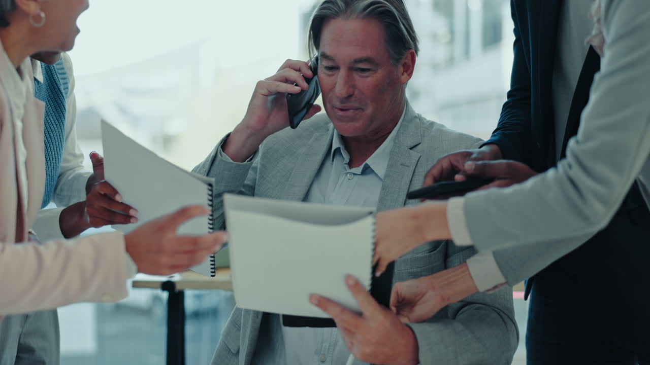 Man, business and stress with multitasking