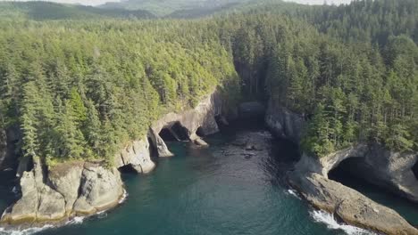 pacific sea caves in the late afternoon