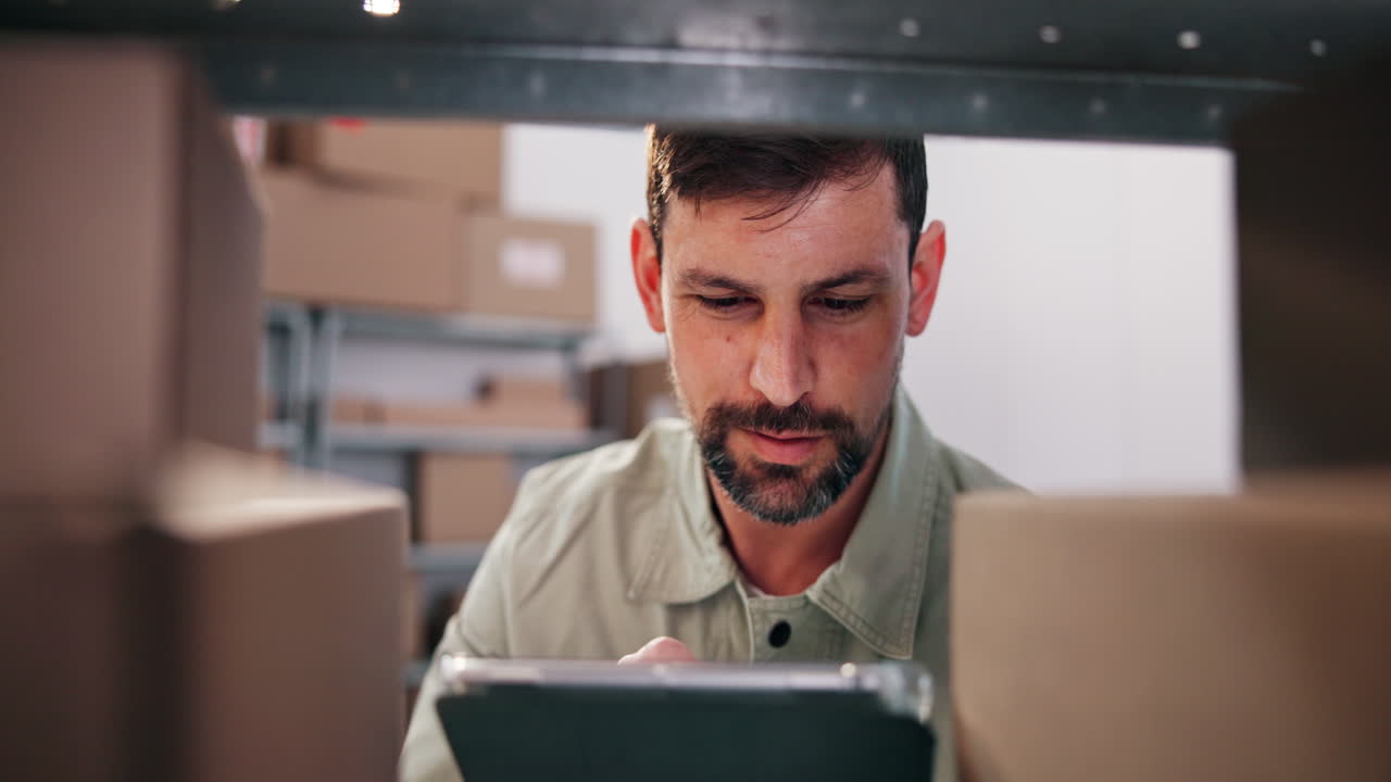 Man checking inventory in warehouse