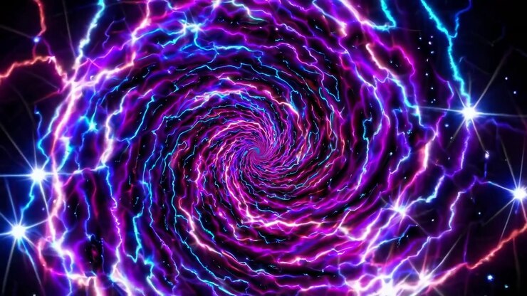 Animação de Túnel Espiral de Raios Neon Abstrato