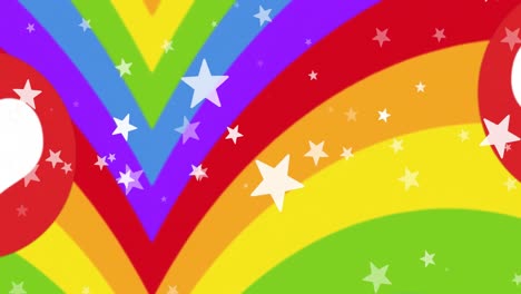 Animation-Von-Sternen-über-LGBTQ-Herz-Regenbogen-Hintergrund