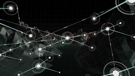 animation eines netzwerks von verbindungen mit ikonen über das metaverse