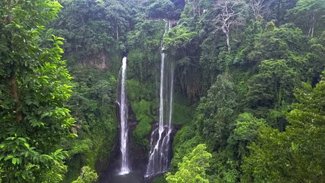 beautiful breathtaking waterfalls in tropical green rainforest