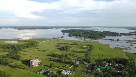 aerial view of flood land area with real estate property plot in bangladesh, sylhet