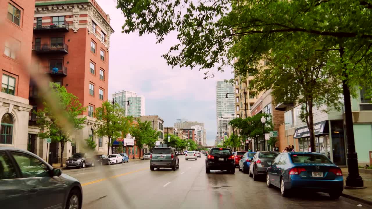 시카고에서 미시간 애비뉴에서 사우스 루프로 운전하는 타임 스