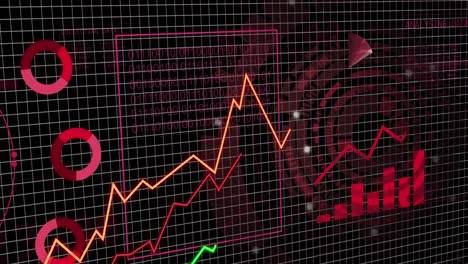 animación del procesamiento de datos financieros a través de la red