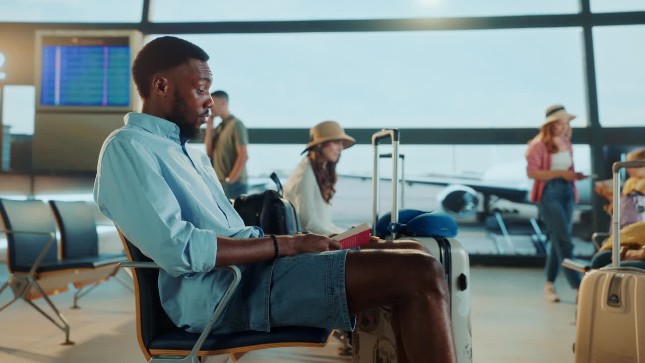 People waiting in airport terminal