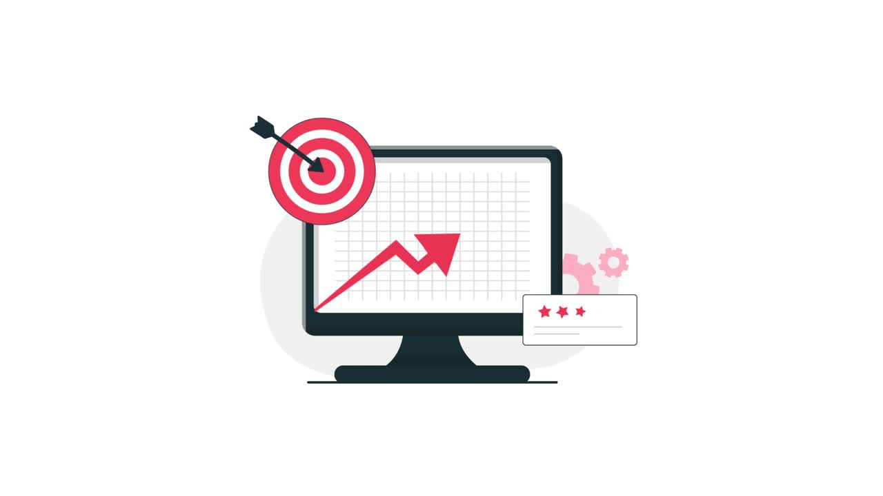 Animated Graph on Monitor with Target and Star Rating