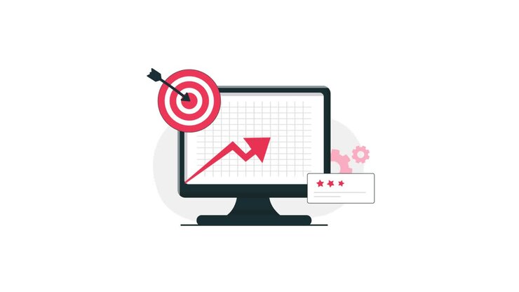 Animated Graph on Monitor with Target and Star Rating