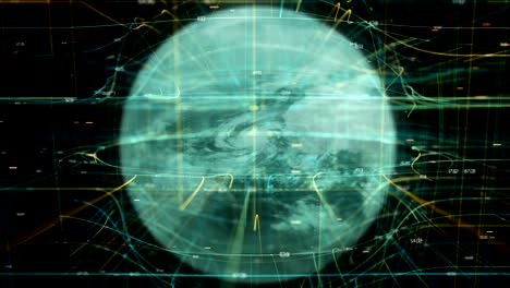 4k girando la tierra holográfica de hud.