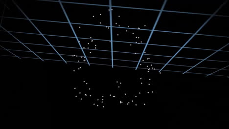 grid and particles forming circular pattern, futuristic animation