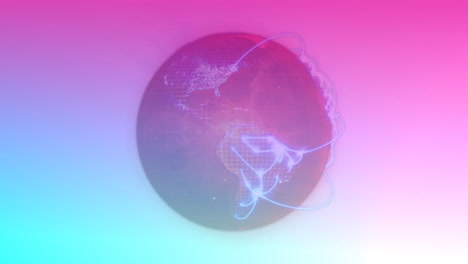 animation of globe with connections on colourful background