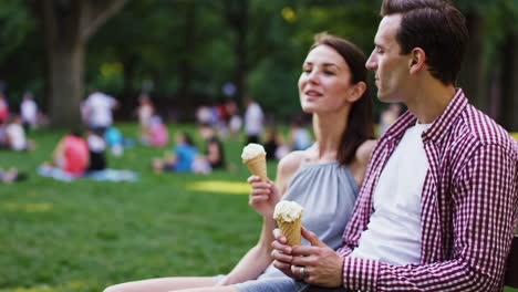 park picnic with friends and ice cream