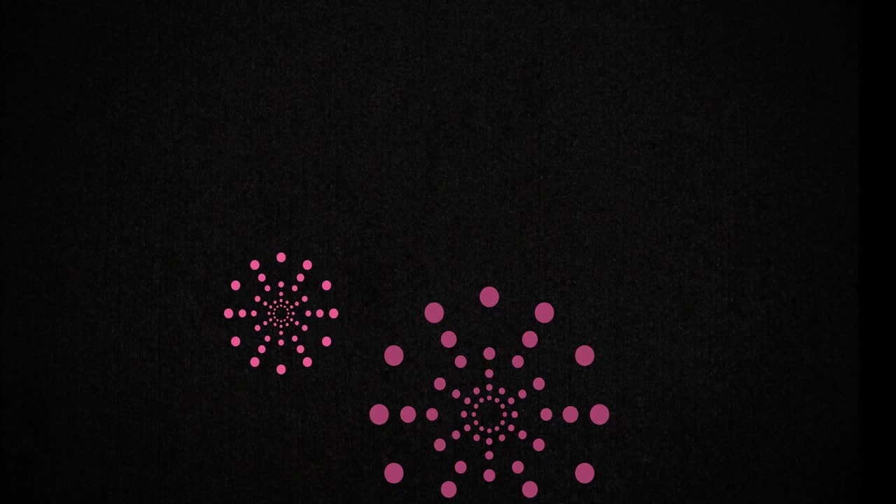 animación de fuegos artificiales rosados explotando sobre un fondo negro