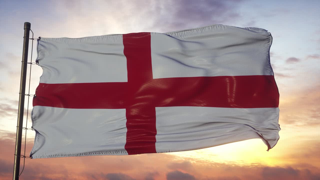 영국의 발이 바람에 흔들리고, 해가 지는 동안 깊은 아름다운 하늘을 향해