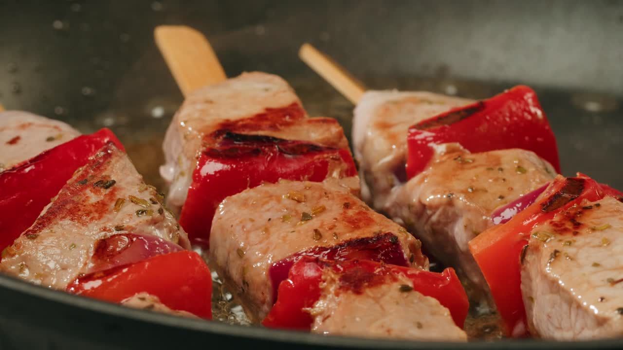 Grilled Pork and Red Bell Pepper Skewers