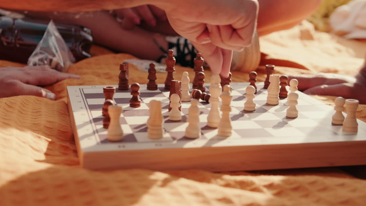 Friends Playing Chess outdoors
