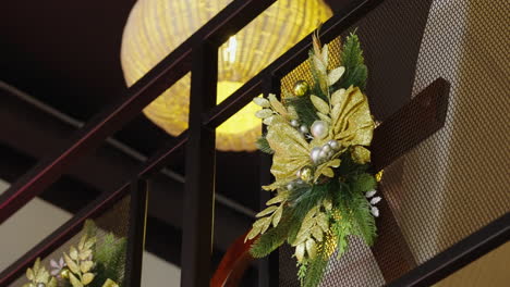 christmas decor on metal railing