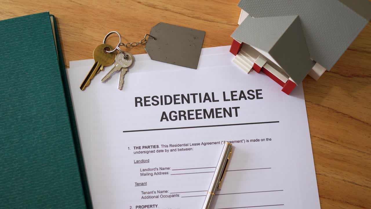 Residential lease agreement papers. Concept of leasing a house to live in.