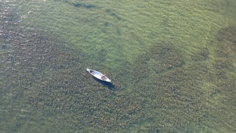 Drone-shot-of-canoeing-on-a-lake-in-BC-Canada