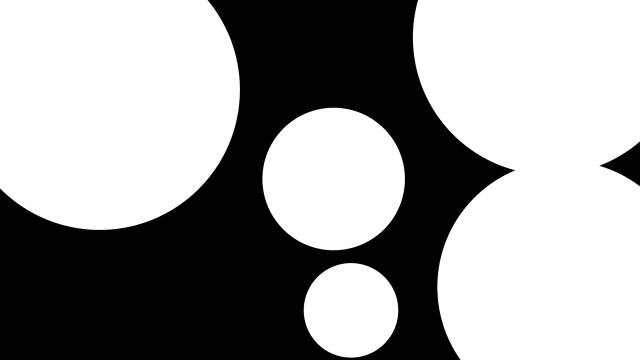 Abstract Animation of Expanding White Circles Merging on Black Background
