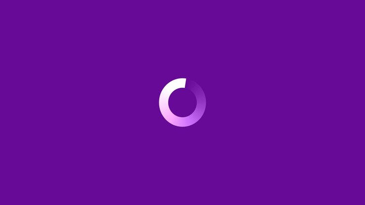 Animazione di cerchio di interfaccia digitale di caricamento che lampeggia su sfondo viola