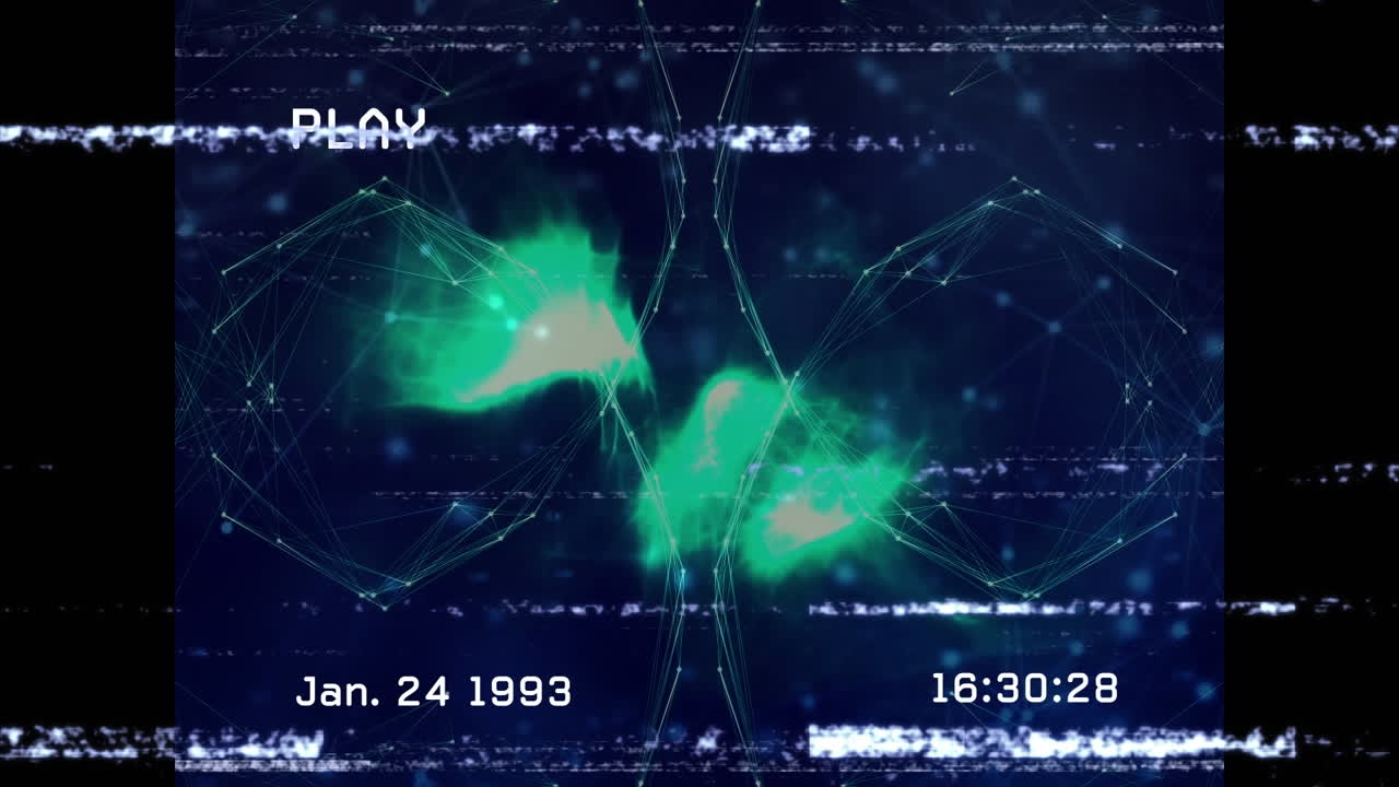 animación de interferencias a través de la red de conexiones y senderos luminosos
