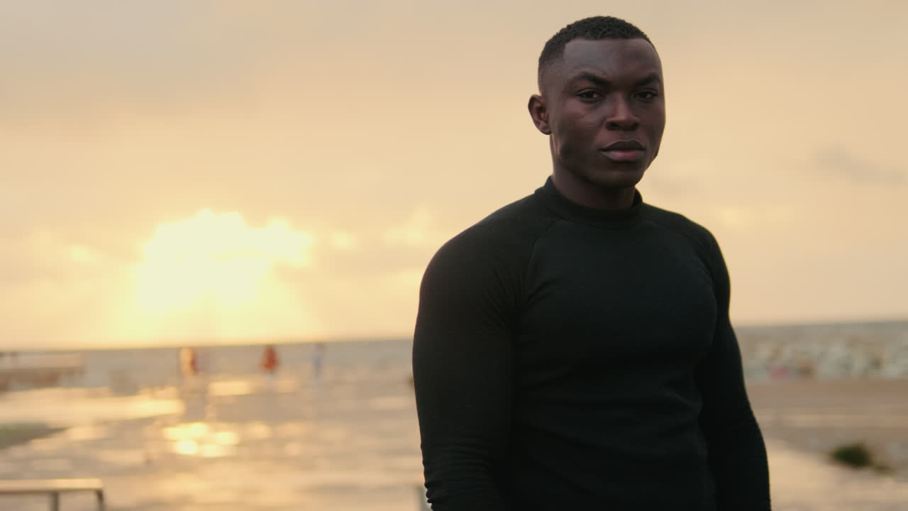 Portrait of a Young African American Man at Sunset