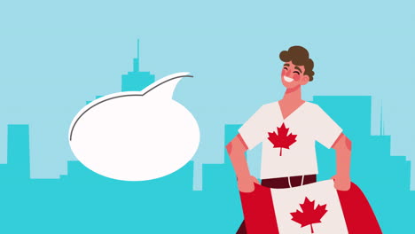 man holding canadian flag