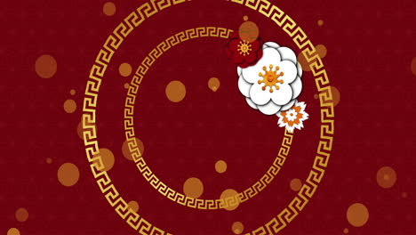 animation of chinese pattern and decoration on red background