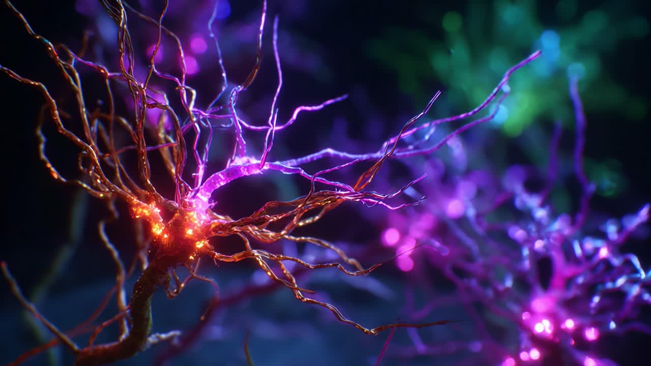 Intricate Neural Networks Illuminated: Captivating Glimpse of Colorful Neurons in a Stunning Visualization, Showcasing the Beauty of Biological Complexity