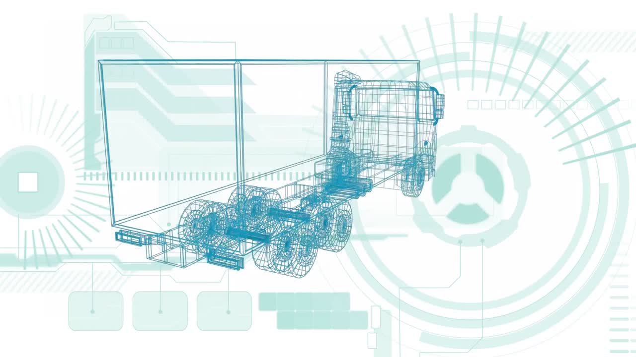 3d 자동차 드로잉의 애니메이션, 범위 스캐닝 및 데이터 처리