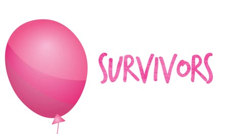 animation of flying pink balloon over survivor text