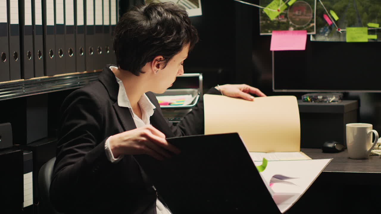 Detective working in office