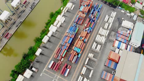 containers stacked at terminal and river port