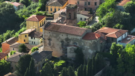 medieval architectures in the quaint town of lorenzana, tuscany, italy