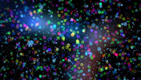 animation of snow falling over glowing spots on black background
