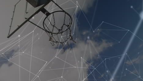 animation of networks of connections over biracial male basketball player