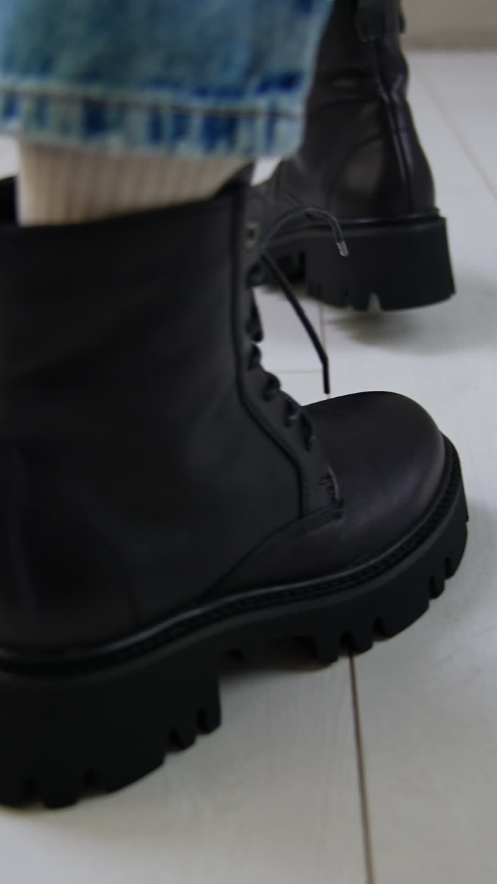 Stylish Black Leather Platform Ankle Boots