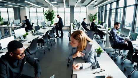 professionals collaborating and working in a modern office environment